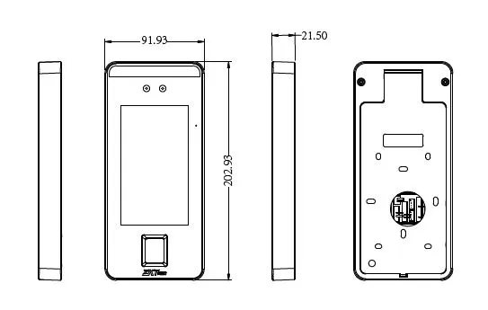 K&iacute;ch thước m&aacute;y chấm c&ocirc;ng Zkteco V5L