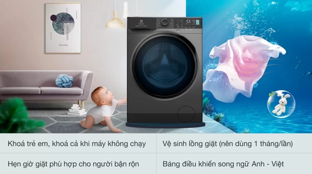 Máy Giặt Cửa Trước Electrolux Inverter 9 Kg EWF9024P5SB
