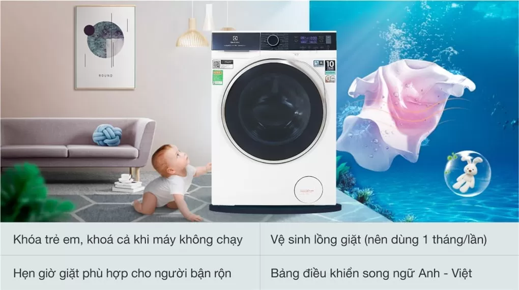 Máy Giặt Cửa Trước Electrolux Inverter 11 Kg EWF1142Q7WB