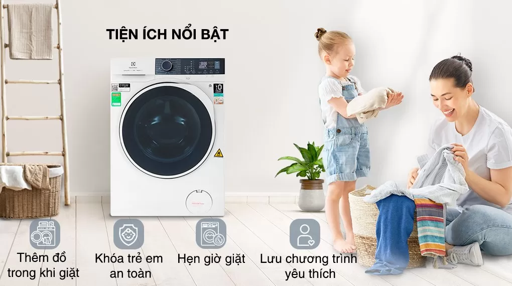 Máy Giặt Sấy Electrolux Inverter 9 Kg Sấy 6 Kg EWW9024P5WB