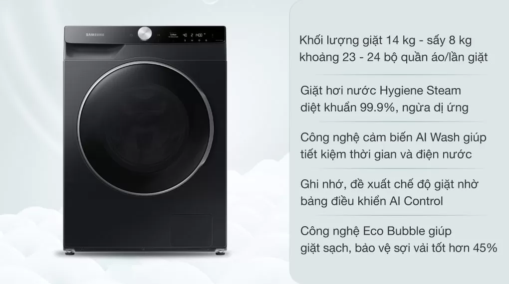 Máy Giặt Sấy Samsung AI Inverter 14kg Sấy 8kg WD14TP44DSB/SV