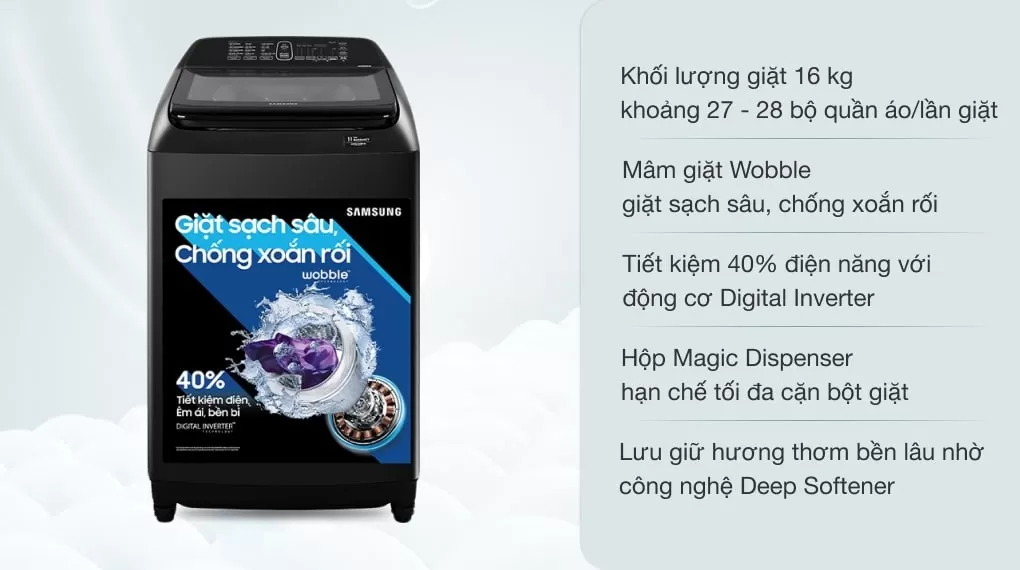 Máy Giặt Cửa Trên Samsung Inverter 16 Kg WA16R6380BV/SV