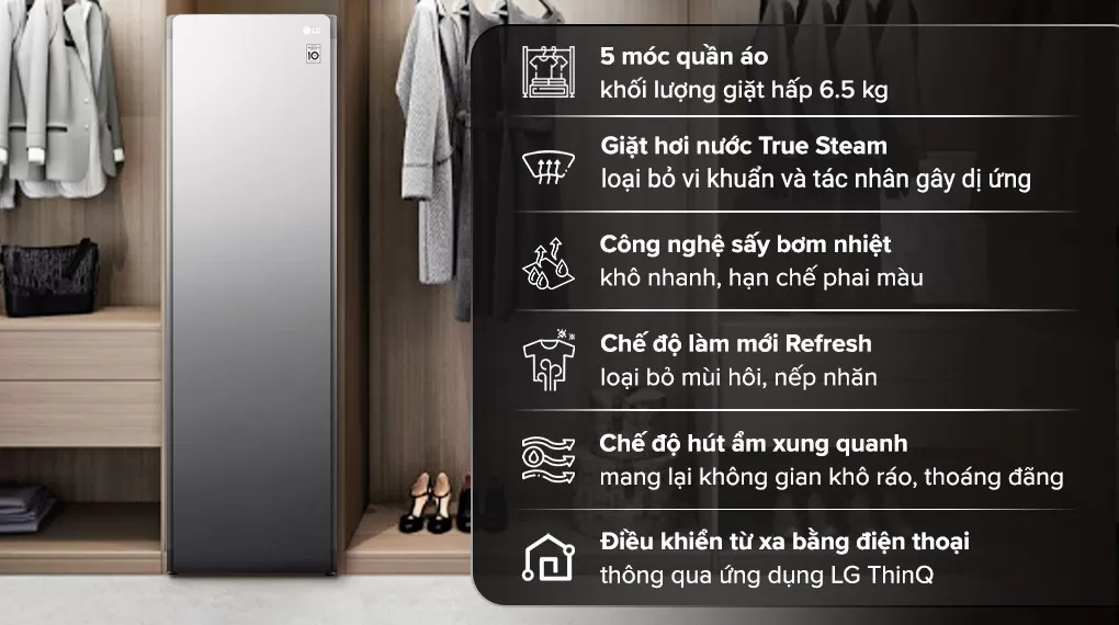 Tủ Chăm Sóc Quần Áo Thông Minh LG 6.5 Kg Styler S5MB