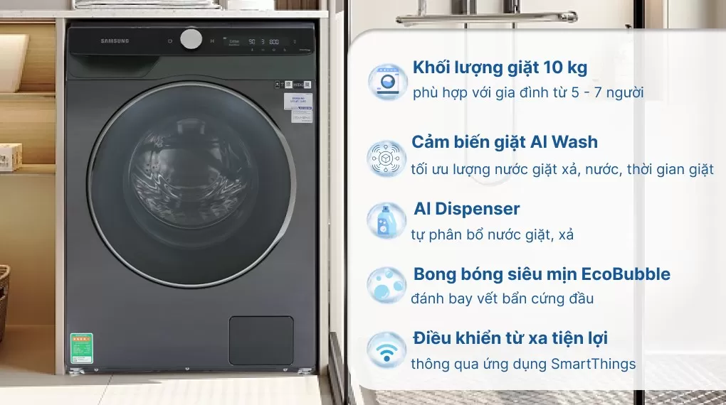 Máy Giặt Cửa Trước Samsung Inverter 10kg WW10TP44DSB/SV
