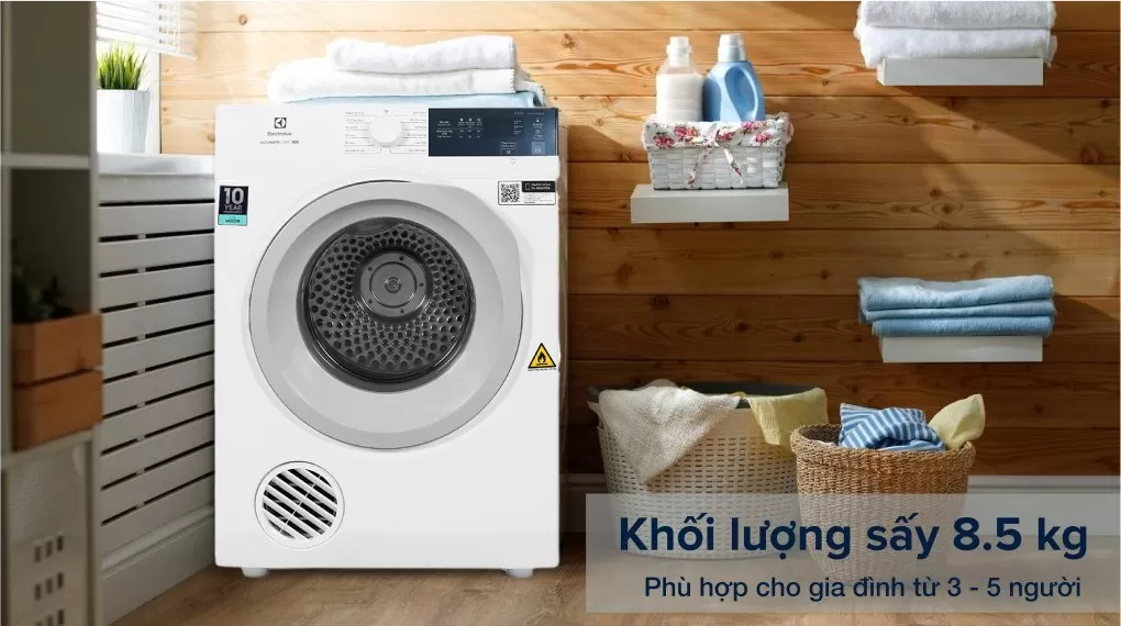 Máy Sấy Thông Hơi Electrolux 8.5 Kg EDV854J3WB
