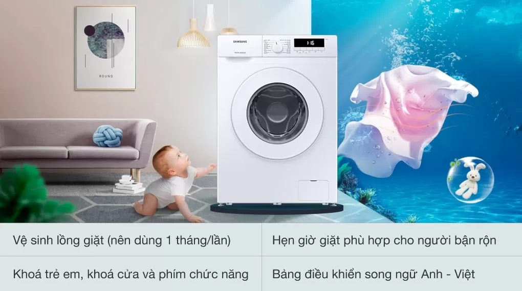 Máy Giặt Cửa Trước Samsung Inverter 8kg WW80T3020WW/SV