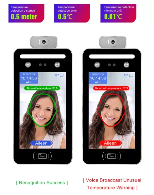 Máy chấm công khuôn mặt kết hợp đo thân nhiệt AI08T