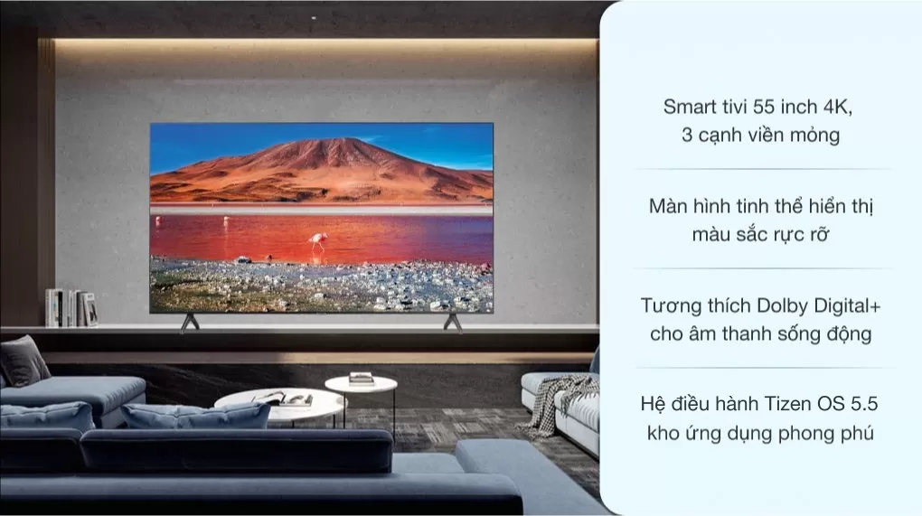 Smart Tivi Samsung 4K 55 Inch UA55AU7000