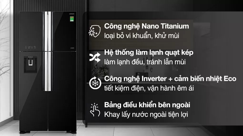 Tủ Lạnh Multi Door Hitachi Inverter 540 Lít R-FW690PGV7 GBK