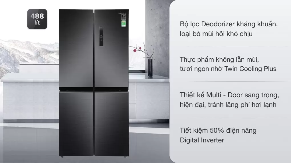 Tủ Lạnh Multi Door Samsung Inverter 488 Lít RF48A4000B4/SV