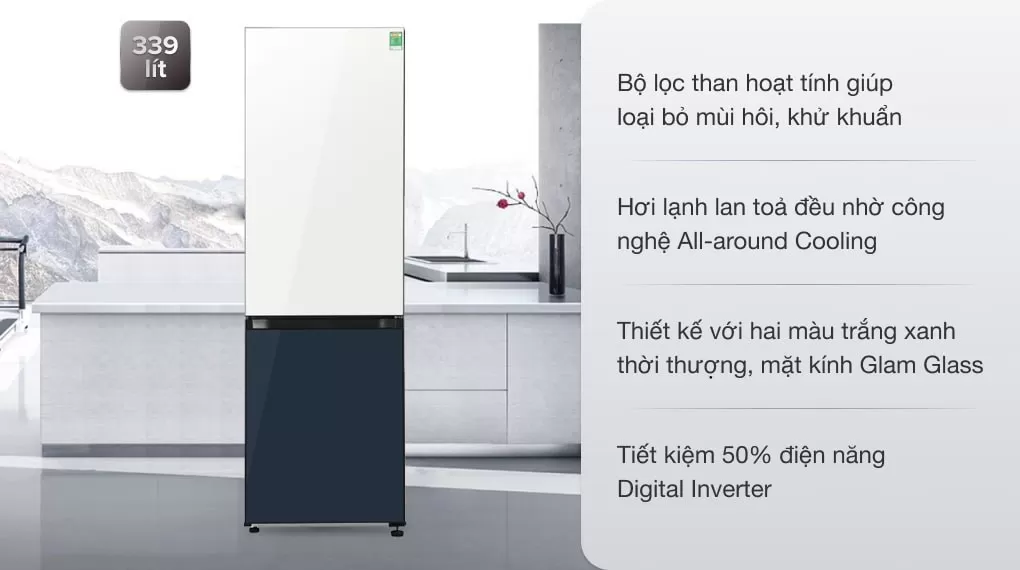 Tủ Lạnh Samsung Inverter 339 Lít Bespoke RB33T307029/SV